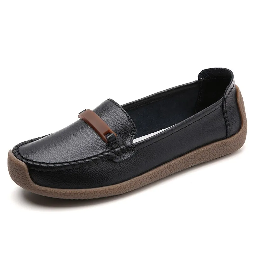Leather Shoes Woman Slip On