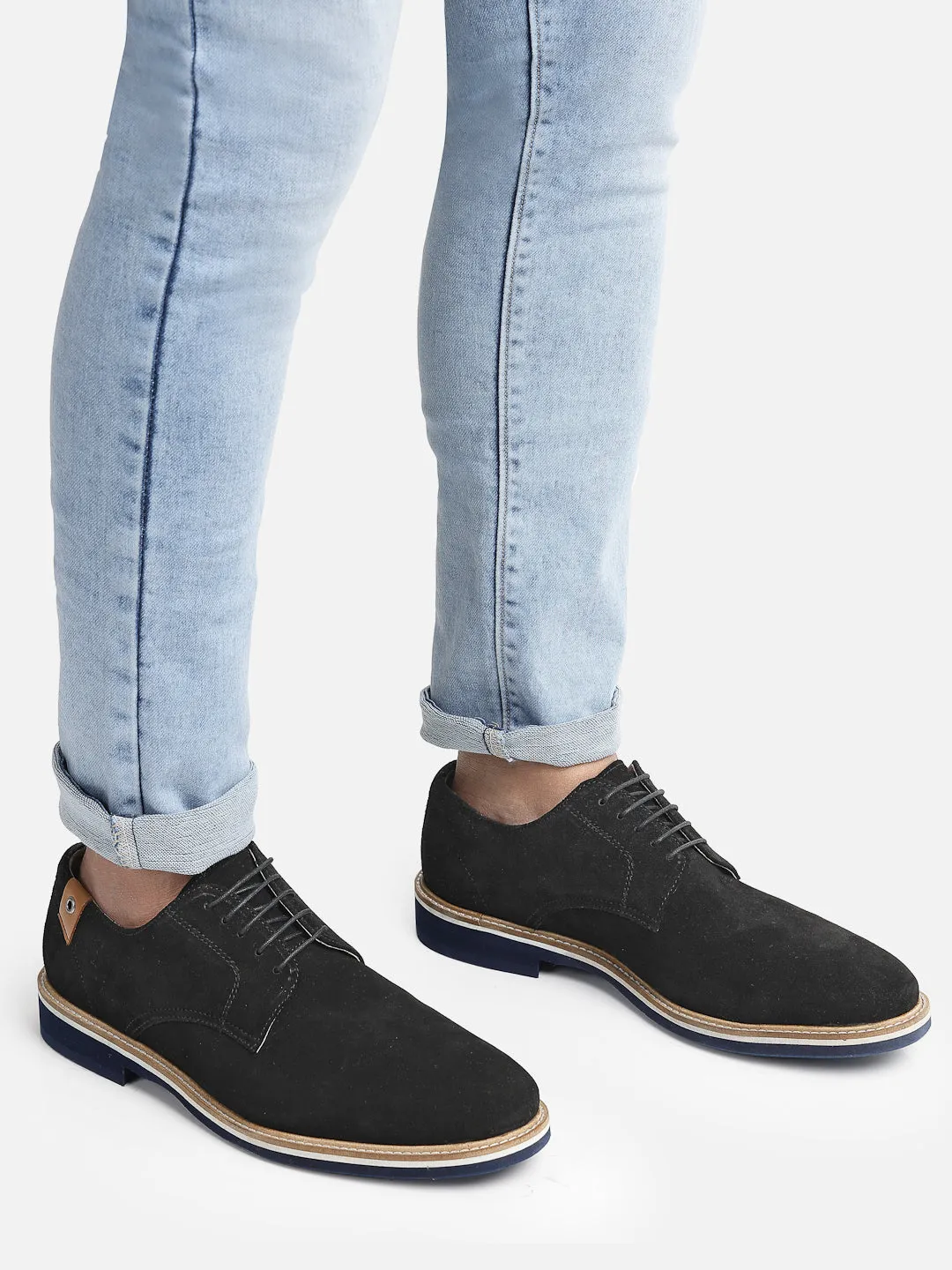 Lightweight Comfort Insole Black Suede Basics Derbys
