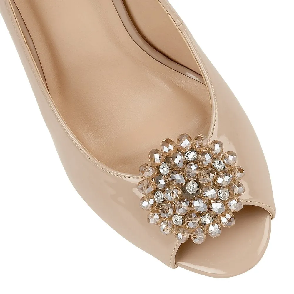 Lotus Ladies Nude Elodie Patent Sling-Back Shoes