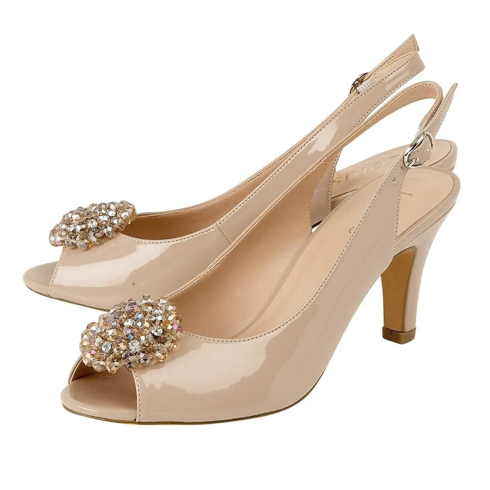 Lotus Ladies Nude Elodie Patent Sling-Back Shoes