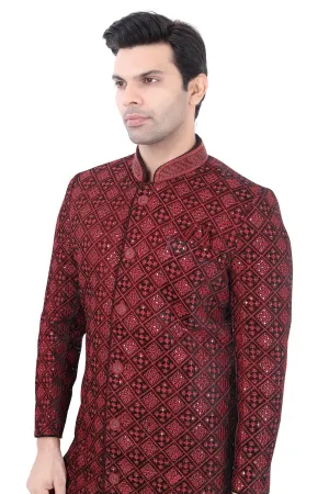 Maroon Velvet Sherwani