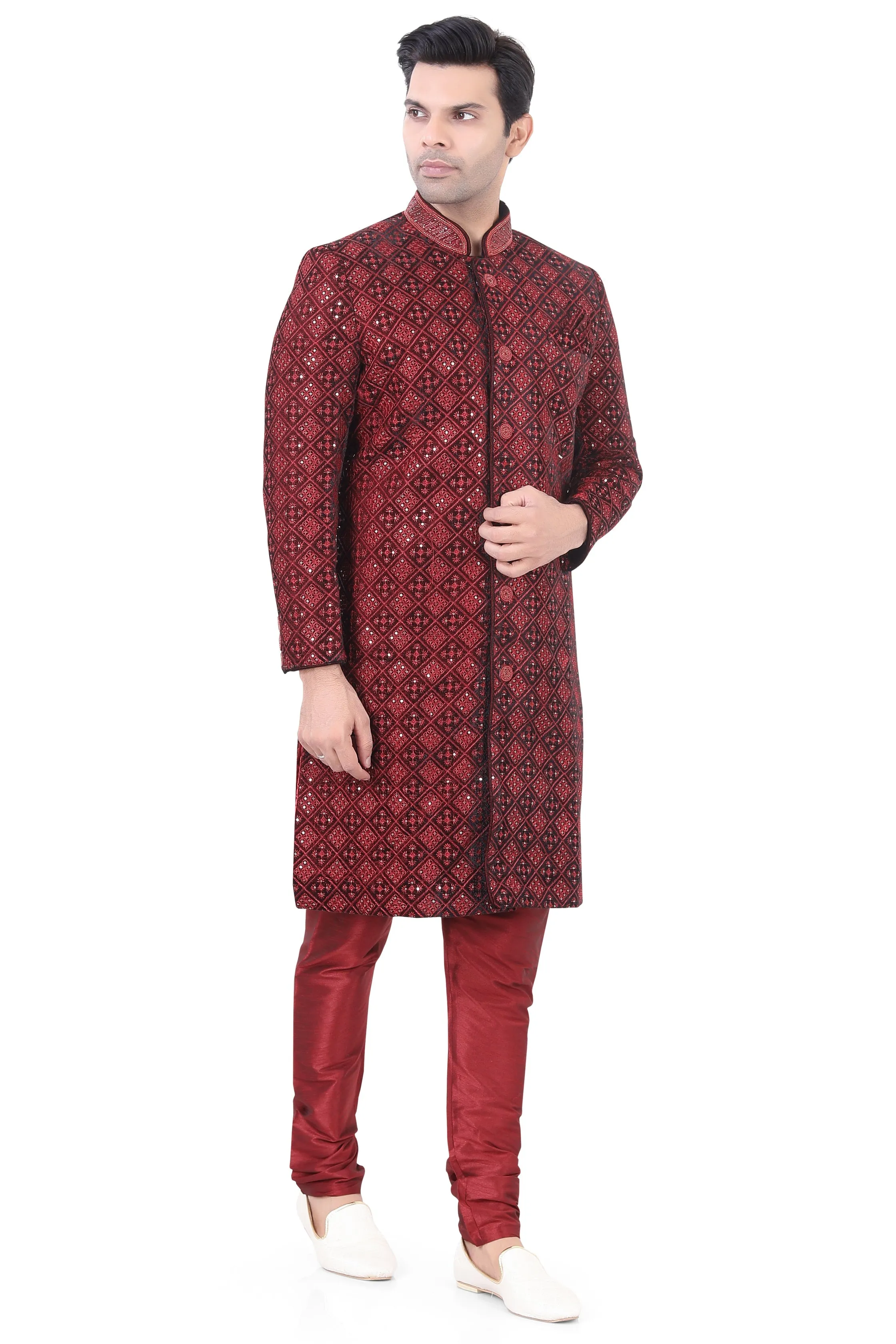 Maroon Velvet Sherwani