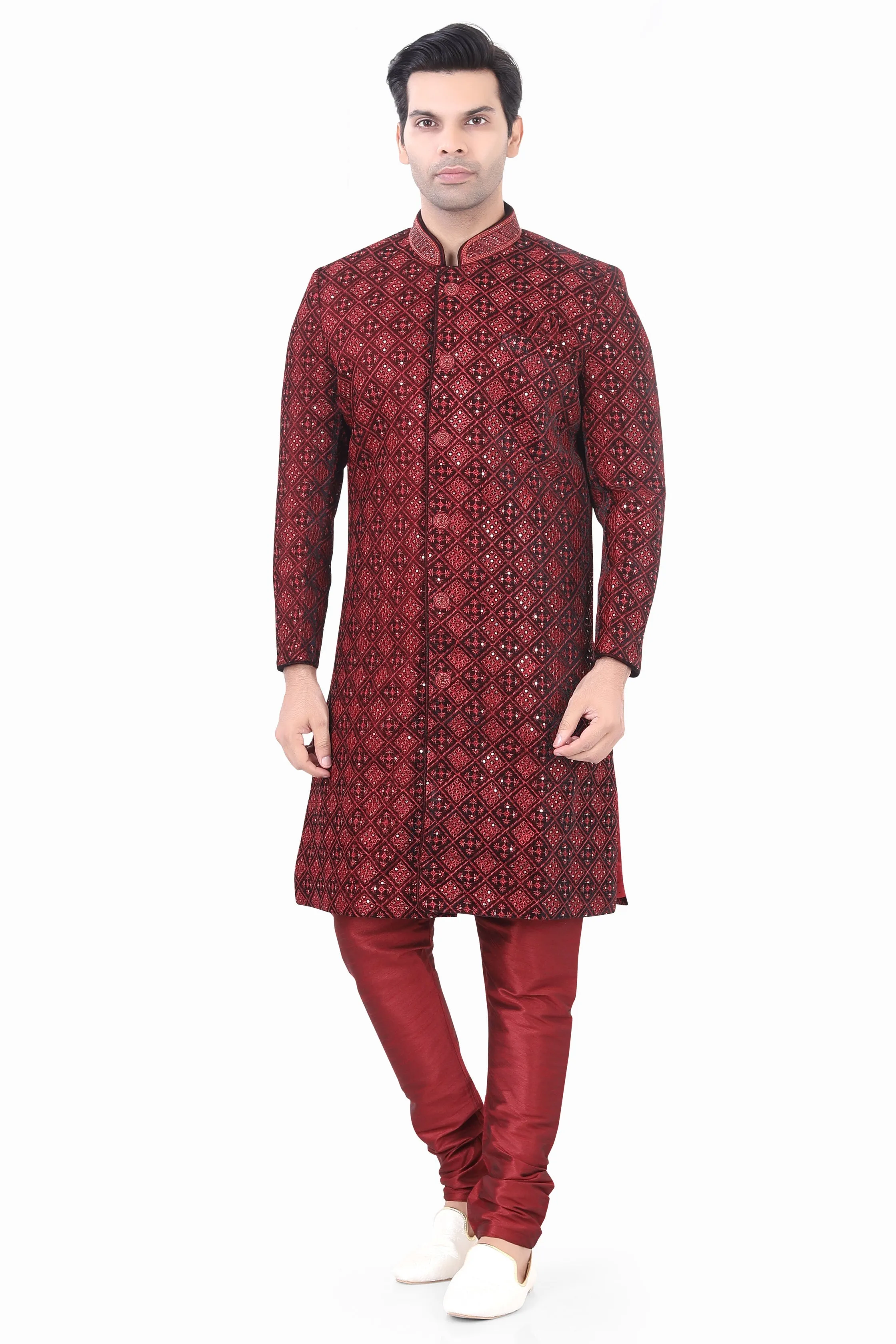 Maroon Velvet Sherwani
