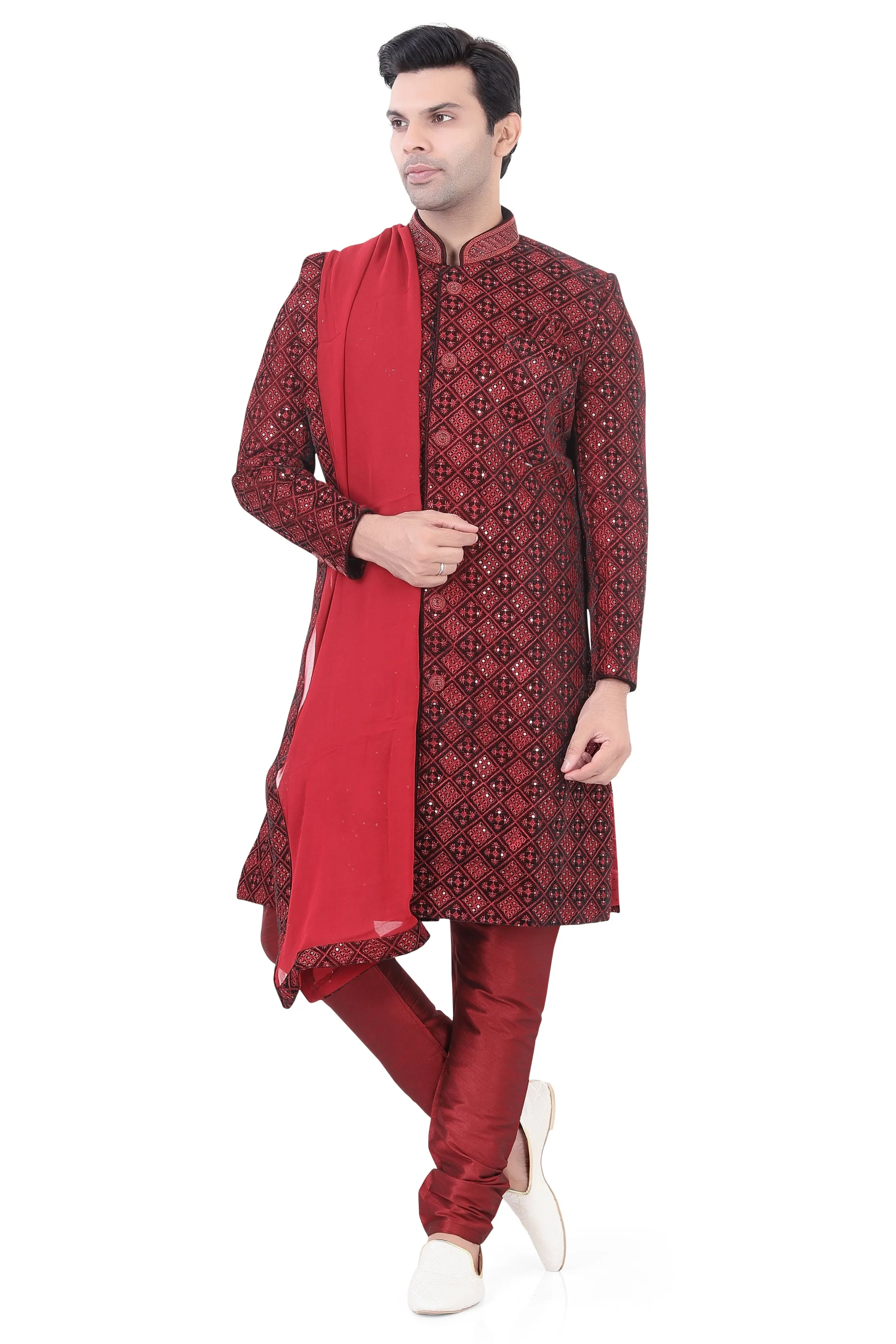 Maroon Velvet Sherwani