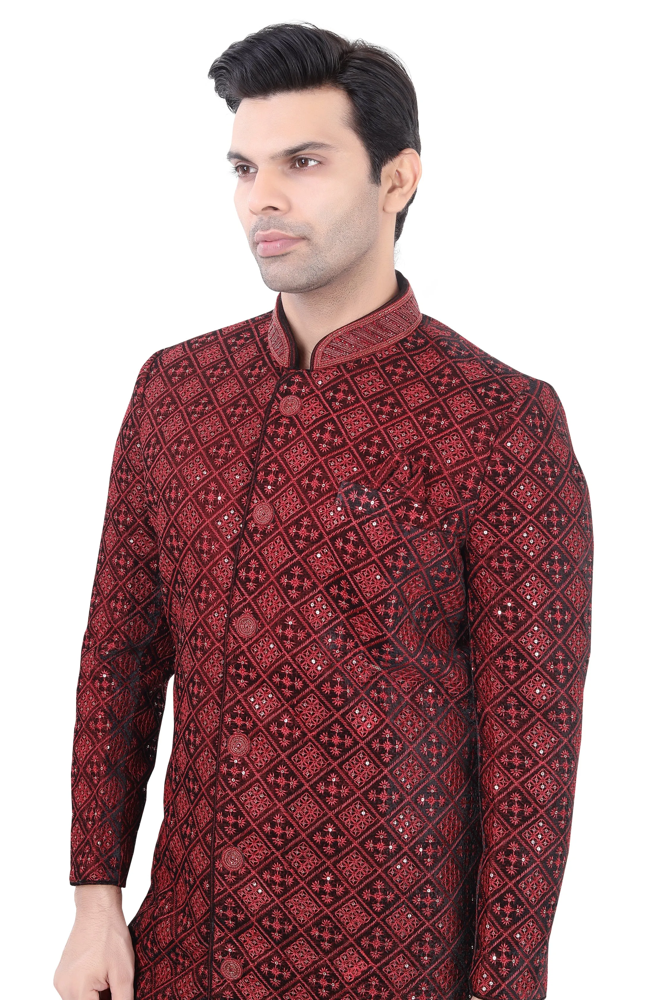 Maroon Velvet Sherwani