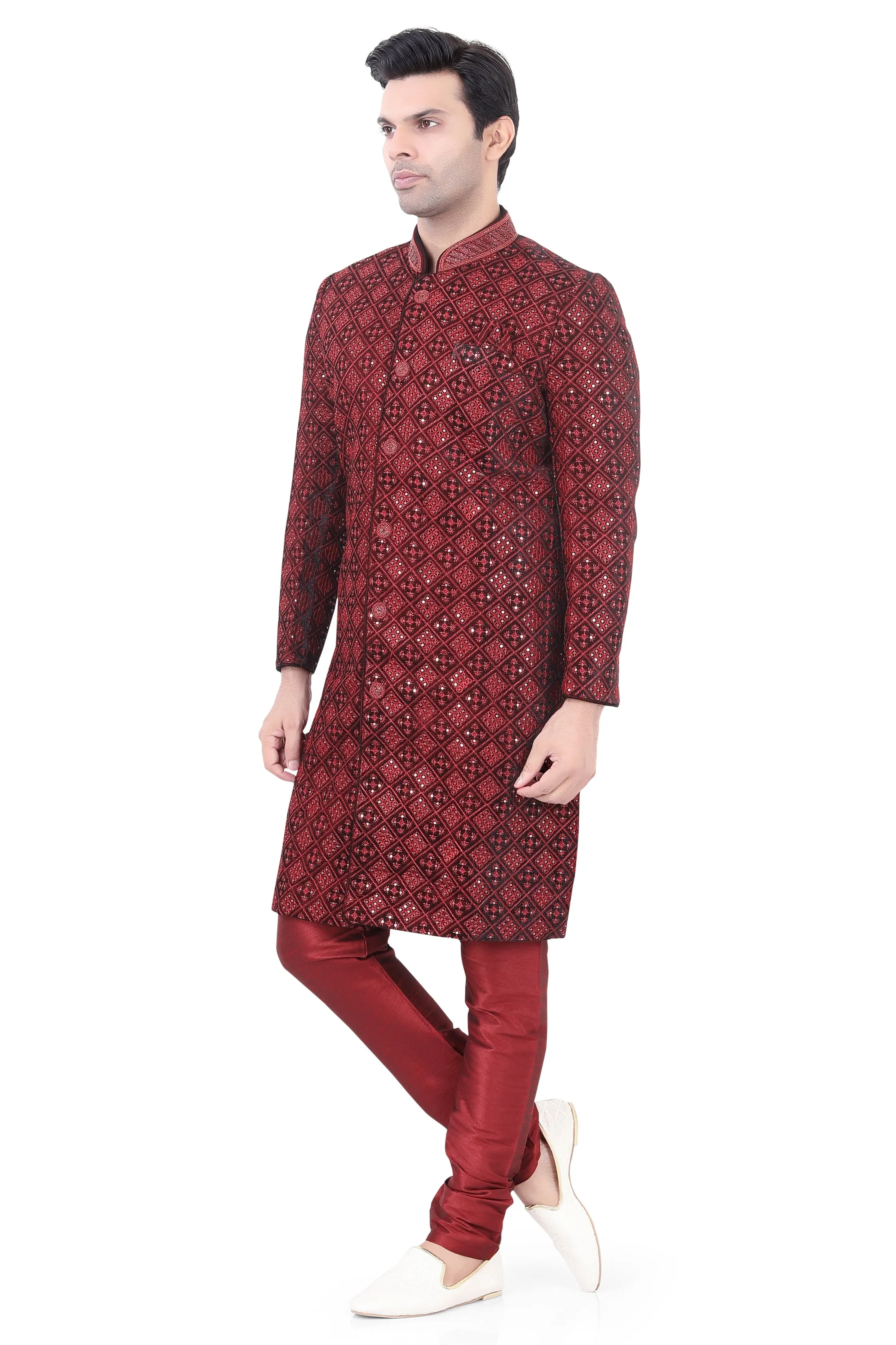 Maroon Velvet Sherwani