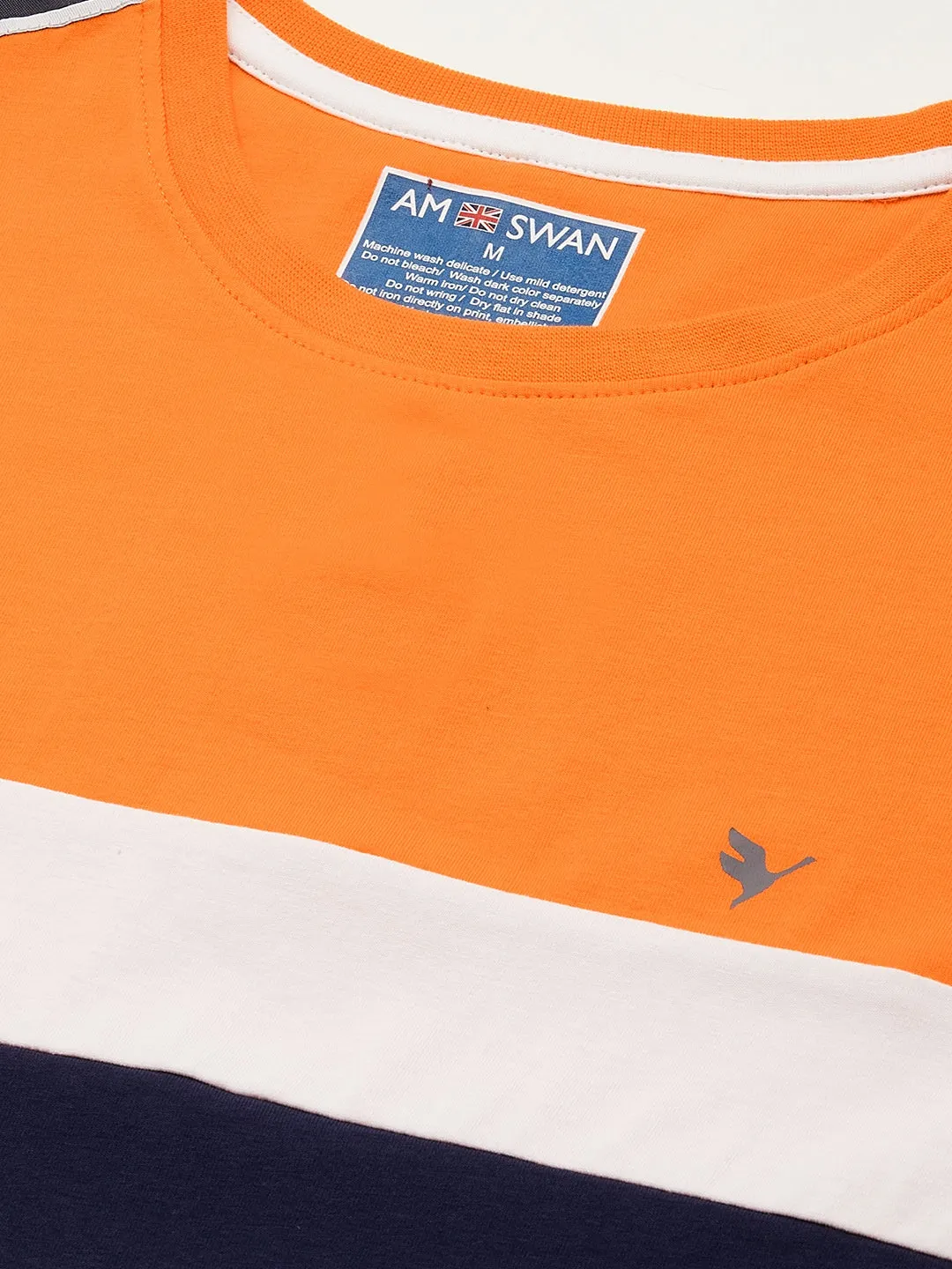 Mens Cotton Rich Lycra Colourblock Graphic Half  Sleeve Crew Neck T-Shirts