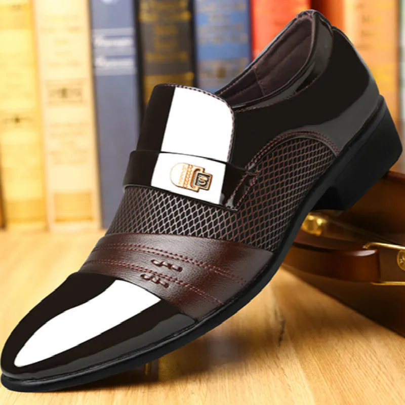 Men's Elegant PU Leather Slip On Lightweight Dress Shoes