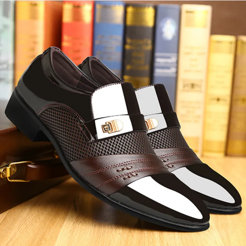 Men's Elegant PU Leather Slip On Lightweight Dress Shoes