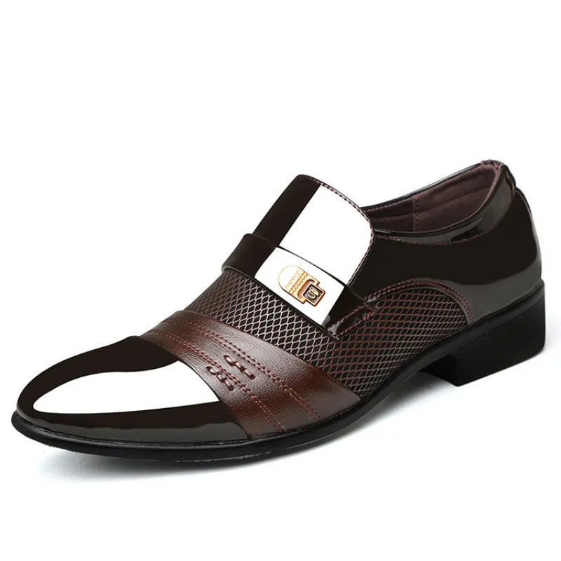 Men's Elegant PU Leather Slip On Lightweight Dress Shoes