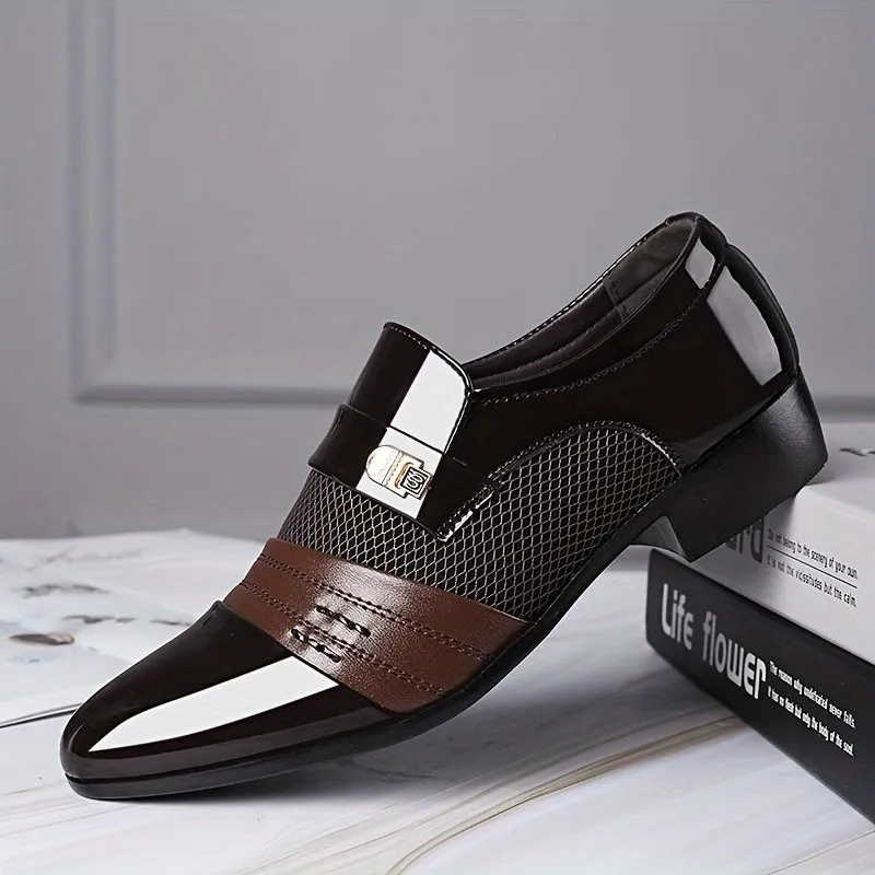 Men's Elegant PU Leather Slip On Lightweight Dress Shoes