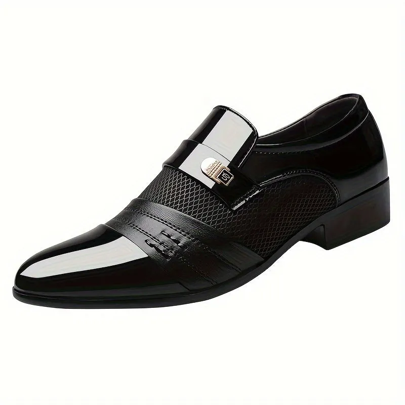 Men's Elegant PU Leather Slip On Lightweight Dress Shoes
