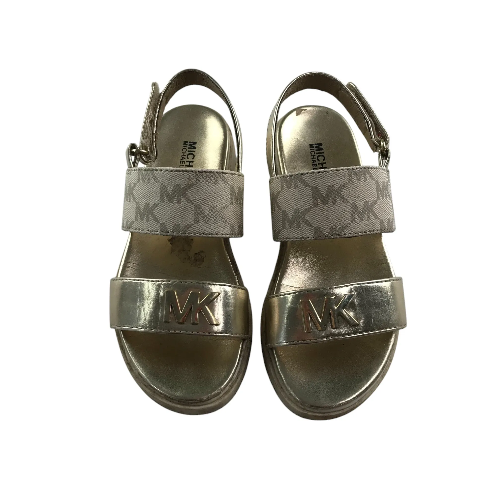 Michael Kors sandals shoe size 11.5 junior gold with logos