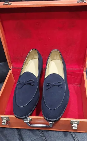 New Men's Handmade Blue Suede  Loafers/SlipOn Stylish Dress & Formal Wear Shoes
