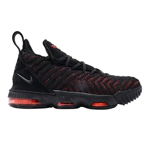 Nike Kids Lebron XVI GS, Black/Black-University RED, Youth Size 7