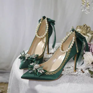 One Night~Wedding Lolita Shoes Pointed-toe High Heel Shoes Thin Heel