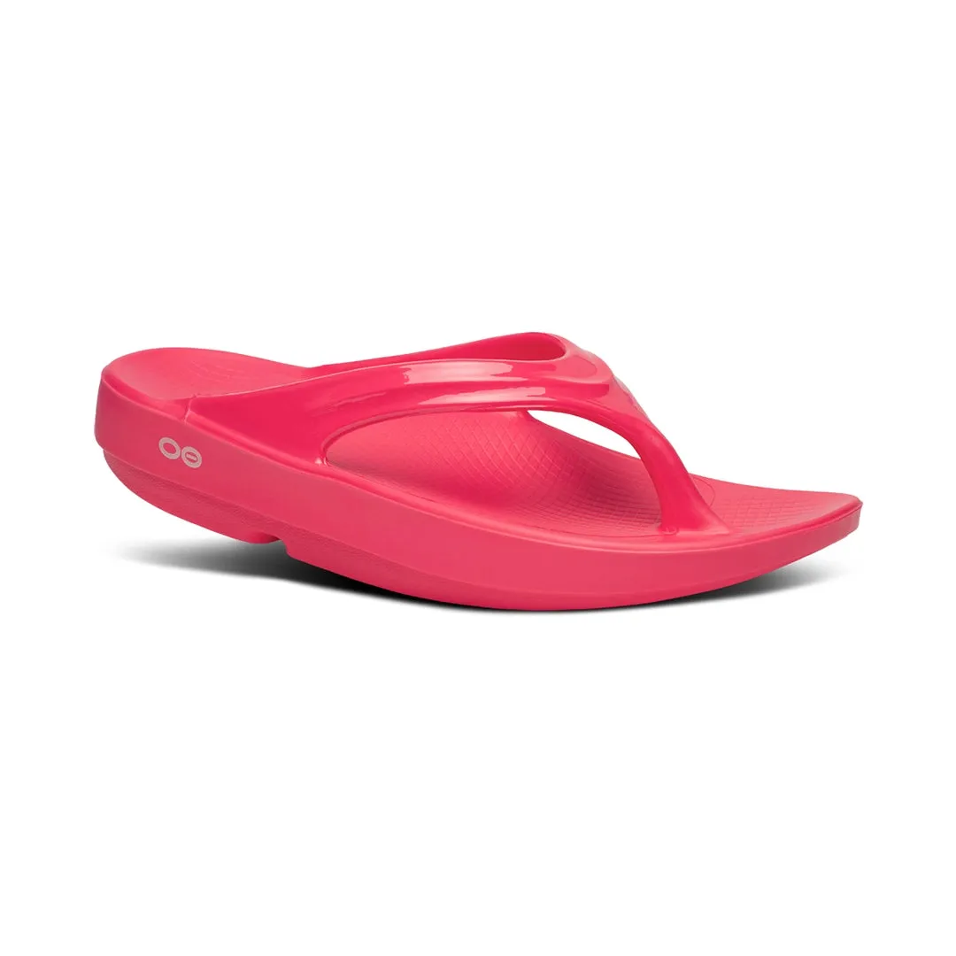 OOFOS UNISEX OOLALA THONG SPORTS SANDALS - NEON BERRY
