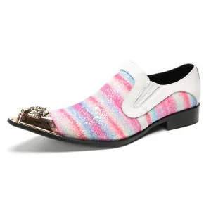 Oxford shoes pink white leather shoes men's cowhide business British formal wear men's heightening groom's wedding shoes casual men's shoes