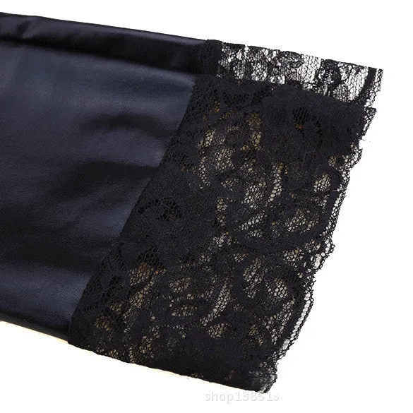 PVC thigh high stockings. Lace or plain top. 4 Colours.