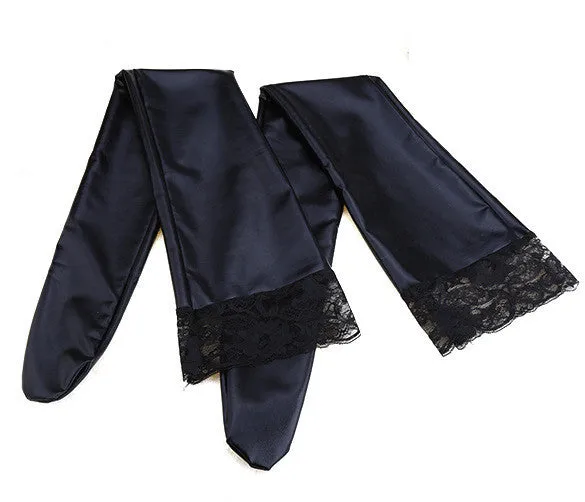 PVC thigh high stockings. Lace or plain top. 4 Colours.