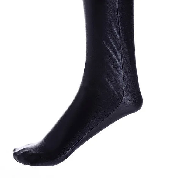 PVC thigh high stockings. Lace or plain top. 4 Colours.