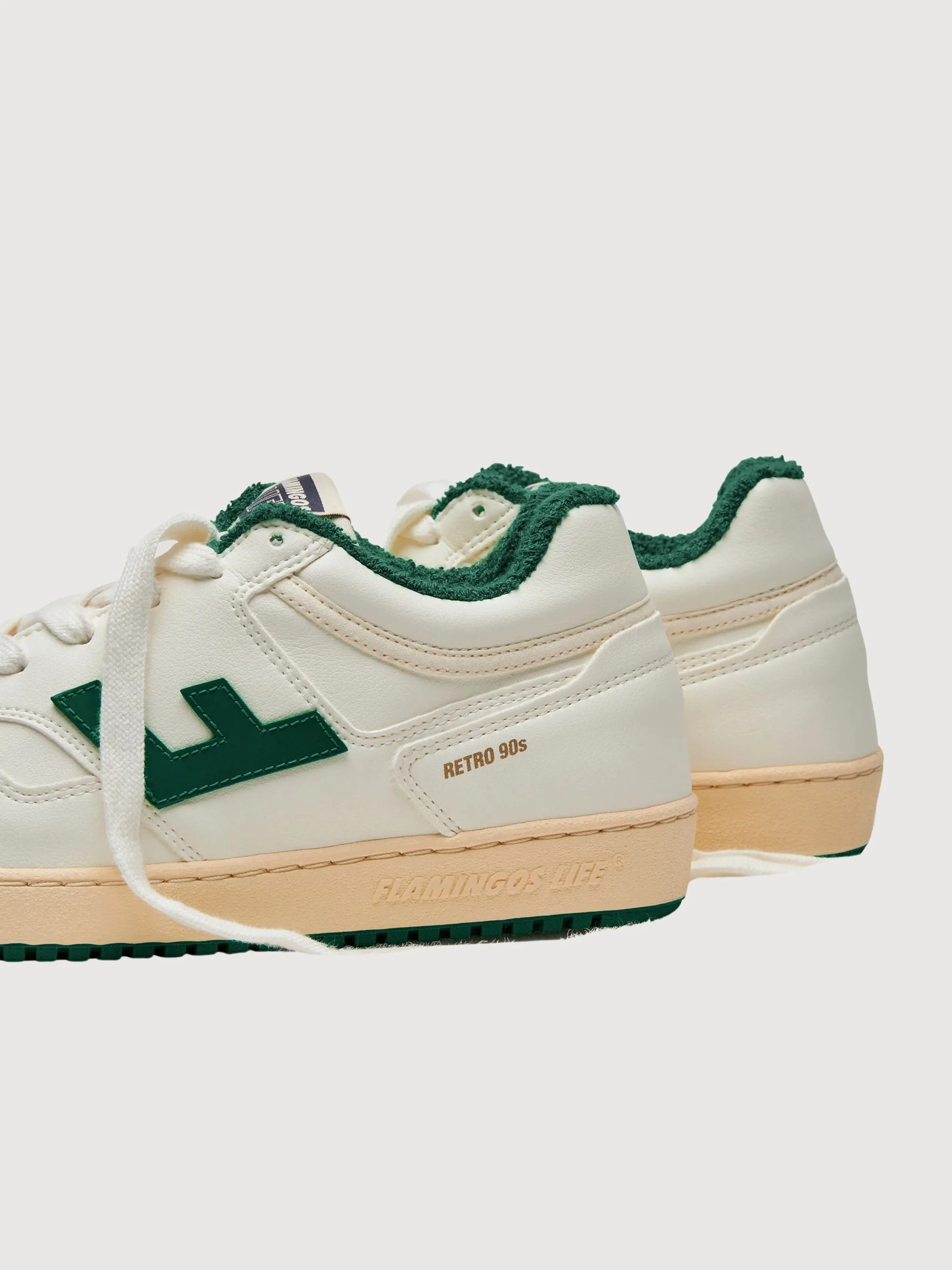 Sneakers Retro 90s White & Green | Flamingo Life