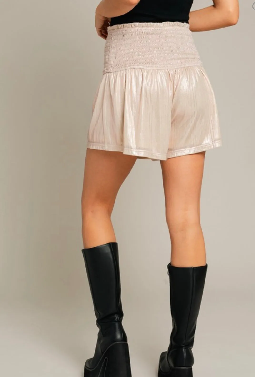 Soft Gold Metallic Shorts