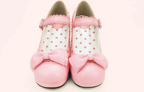 Sosic~Sweet Lolita Heel Shoes Butterfly Bow Shoes