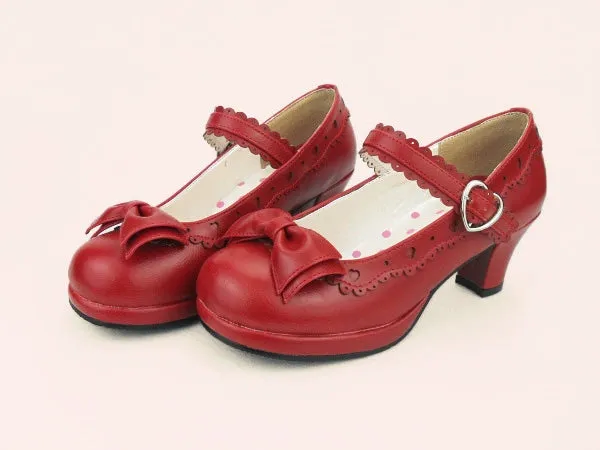 Sosic~Sweet Lolita Heel Shoes Butterfly Bow Shoes