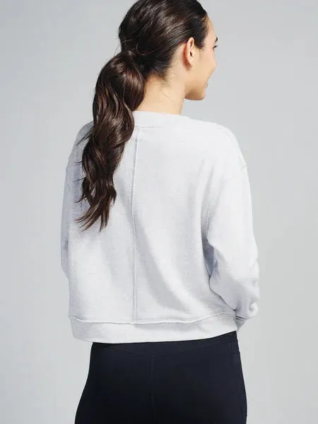 tasc Performance Women's Varsity Henley Sweatshirt in Light Heather Gray