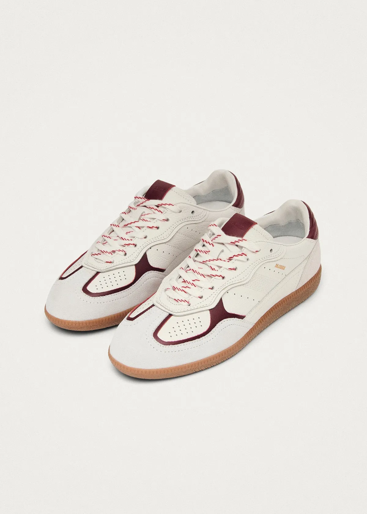 Tb.490 Rife Grain White Burgundy Leather Sneakers