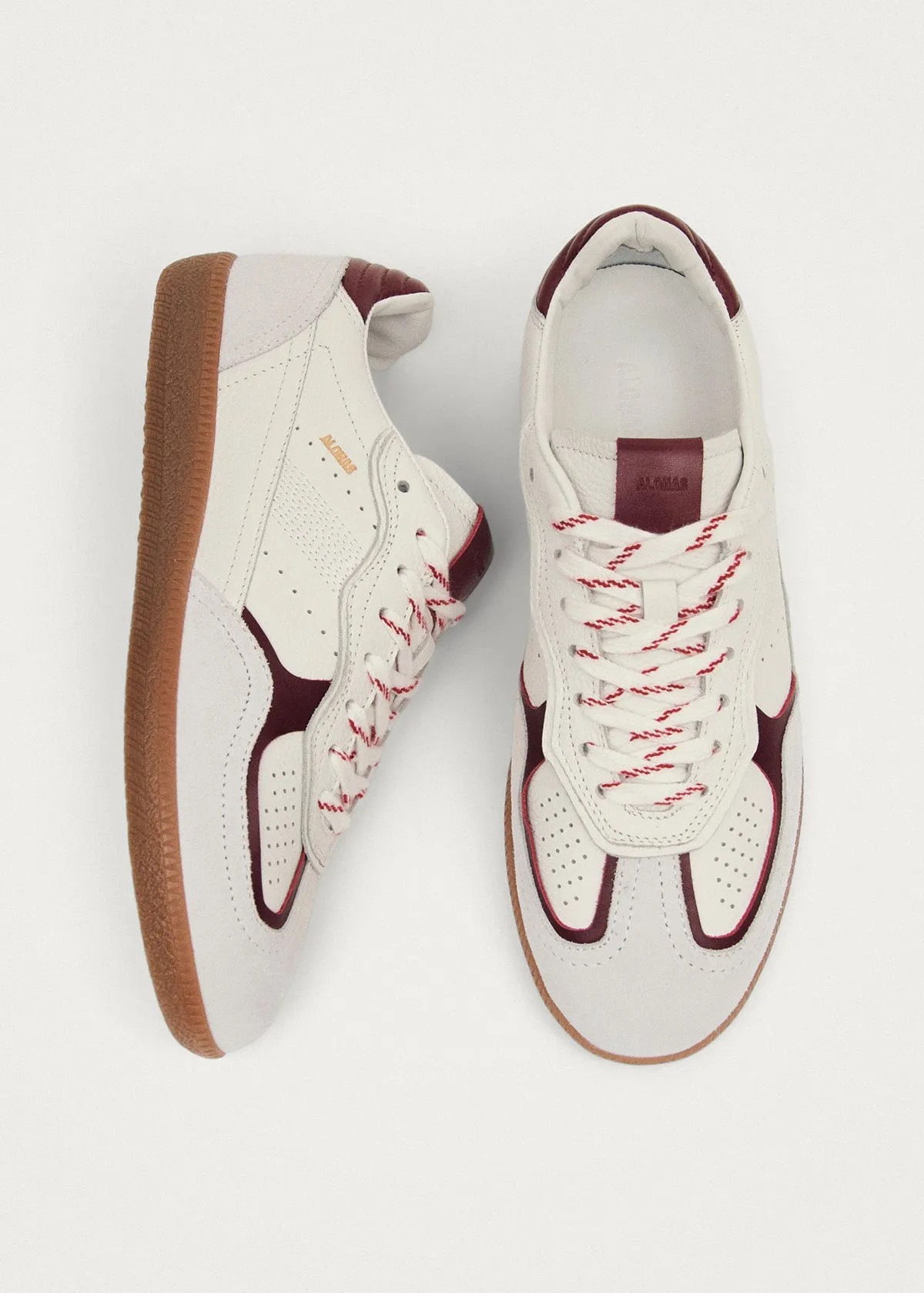 Tb.490 Rife Grain White Burgundy Leather Sneakers