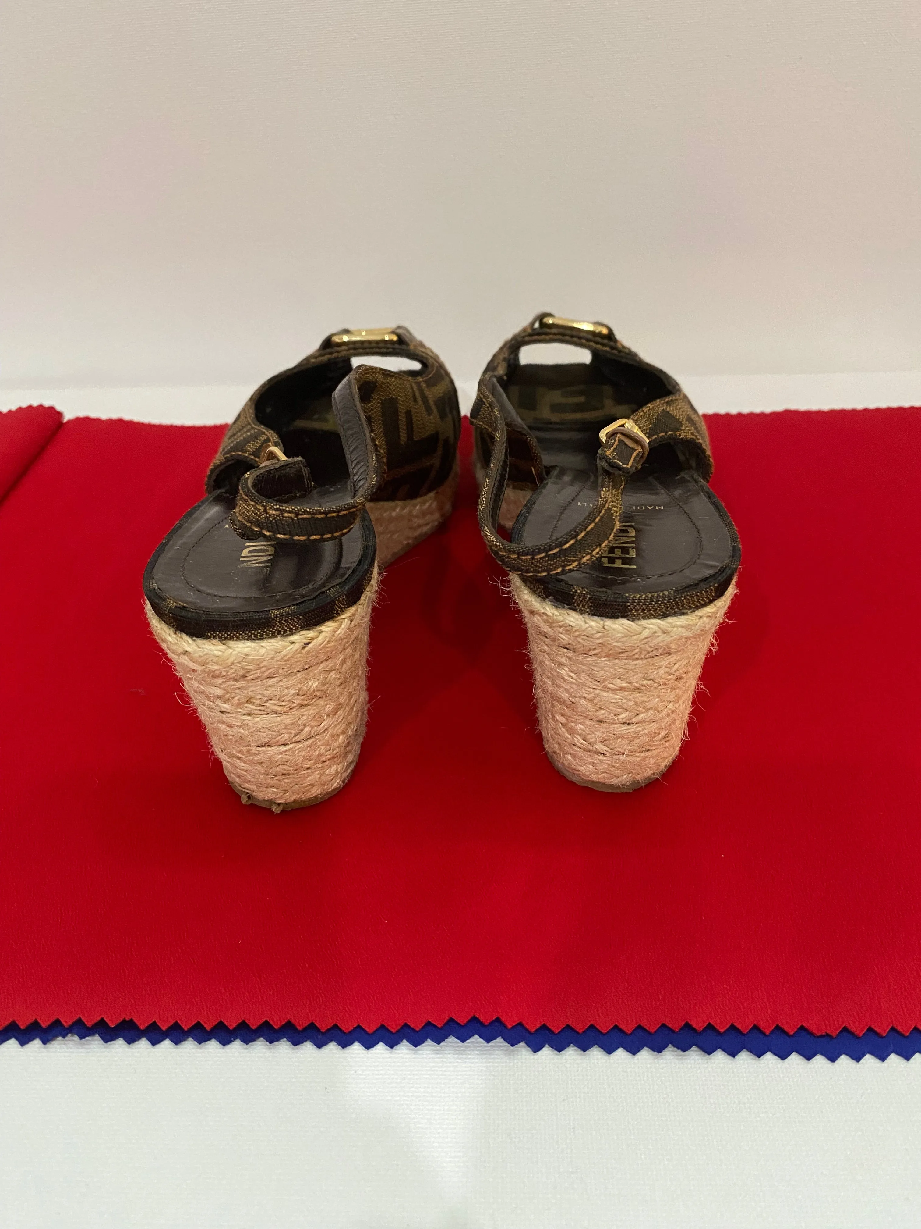 Vintage Fendi Slingback Logo Espadrilles