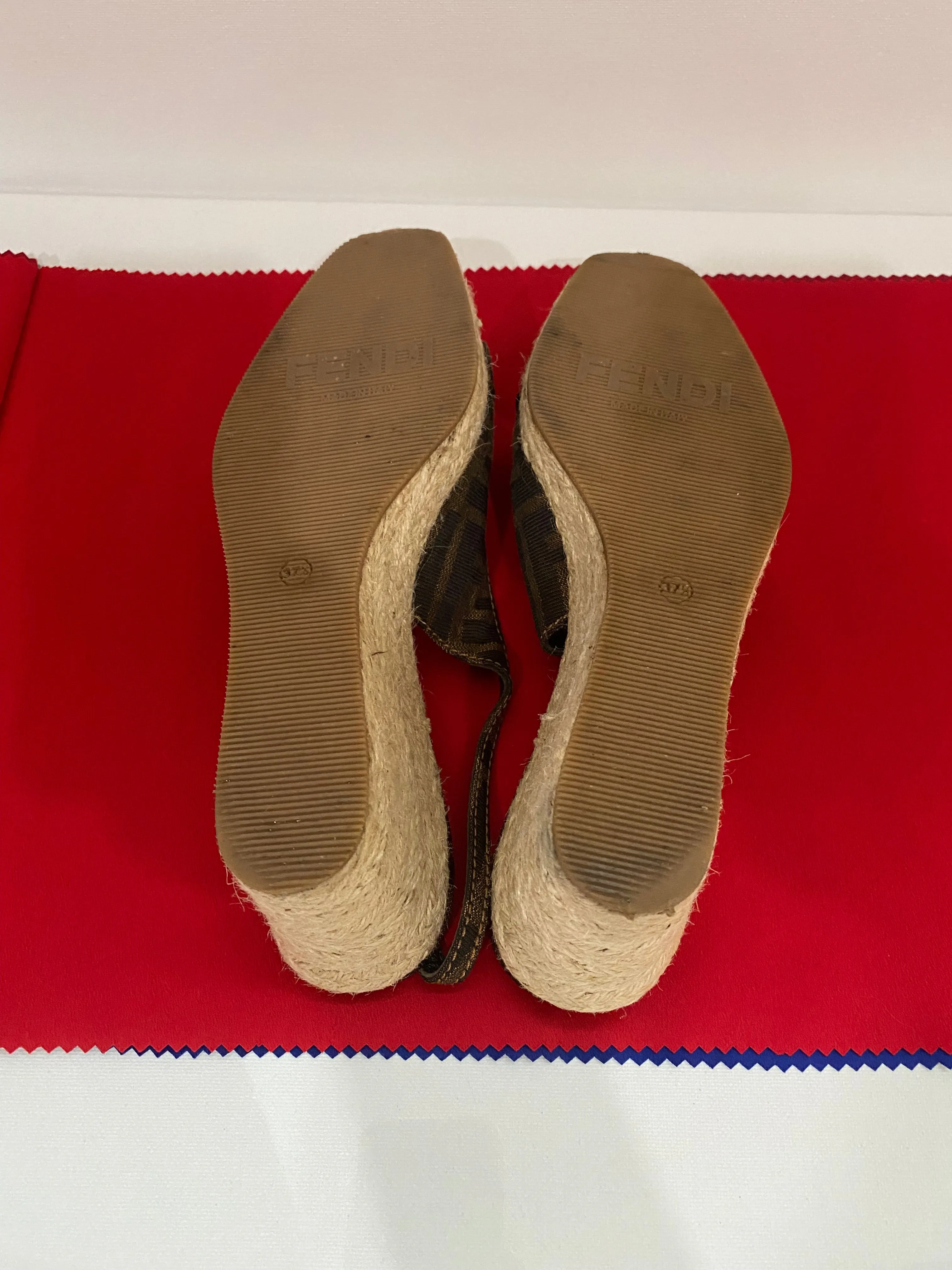 Vintage Fendi Slingback Logo Espadrilles