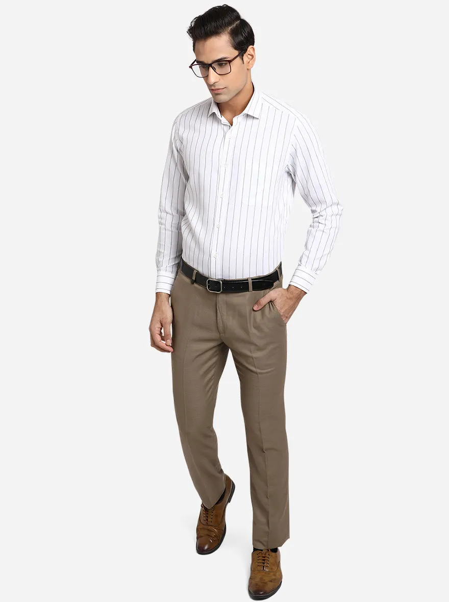 White & Black Striped Slim Fit Formal Shirt | Greenfibre