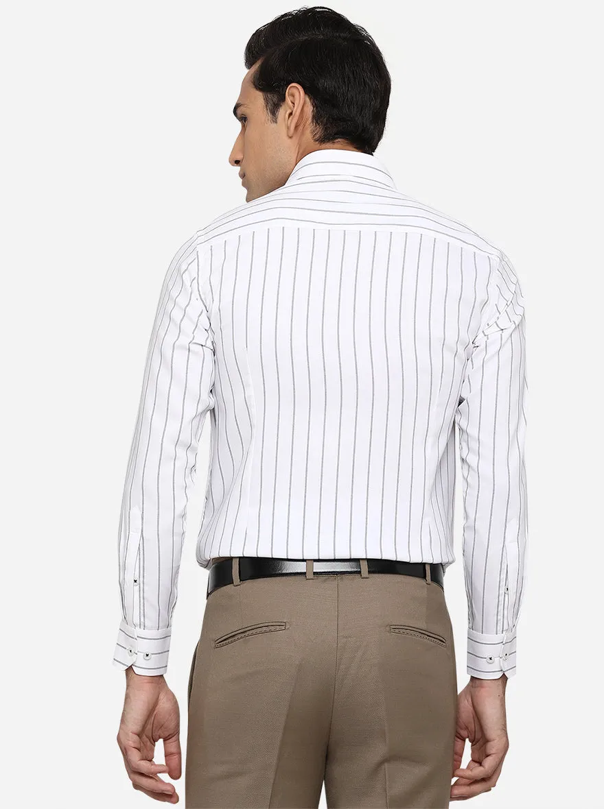 White & Black Striped Slim Fit Formal Shirt | Greenfibre