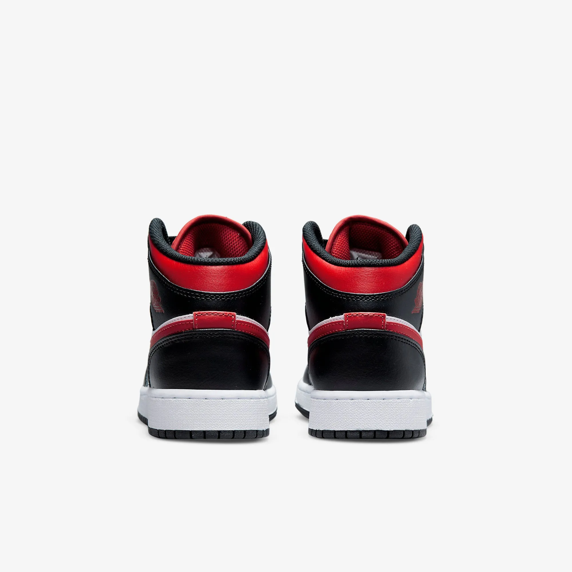 Women's / GS Air Jordan 1 Mid "Bred Toe" (White/Black/Fire Red)(554725-079)