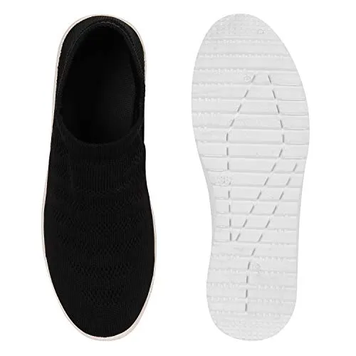 ZAPATOZ Women's Black Textile Slip-On Lightweight Running Walking Shoes